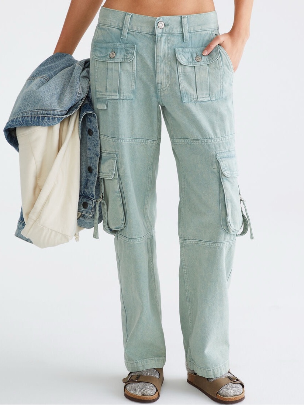 Aéropostale Wide Leg Cargo Utility Jeans Size 2 Regular